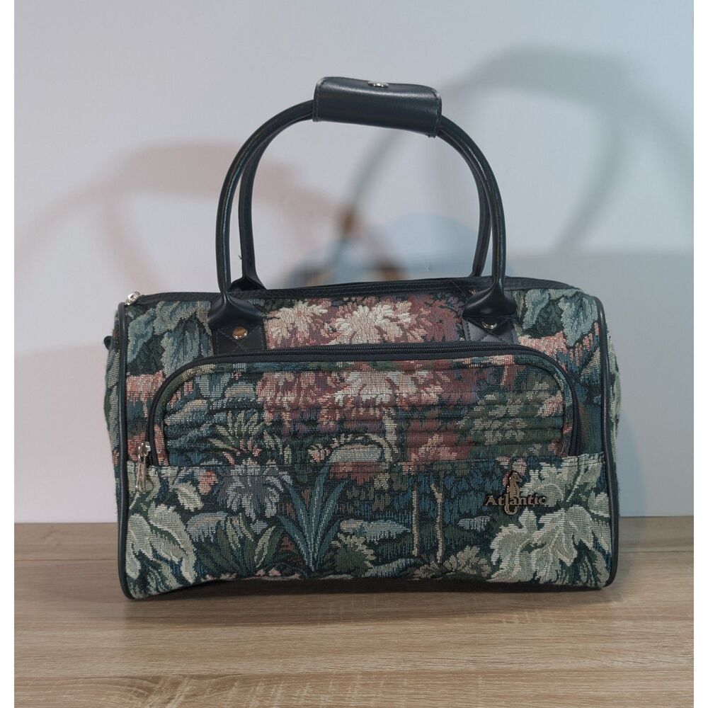 Vintage Atlantic Floral Tapestry Duffel Bag Carry-On Travel Weekender
